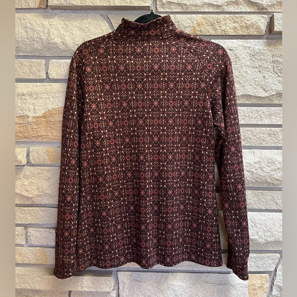 Ibex Juliet 100% Merino Wool Cardigan Zip Sweater Brown Print Medium - Picture 5 of 13
